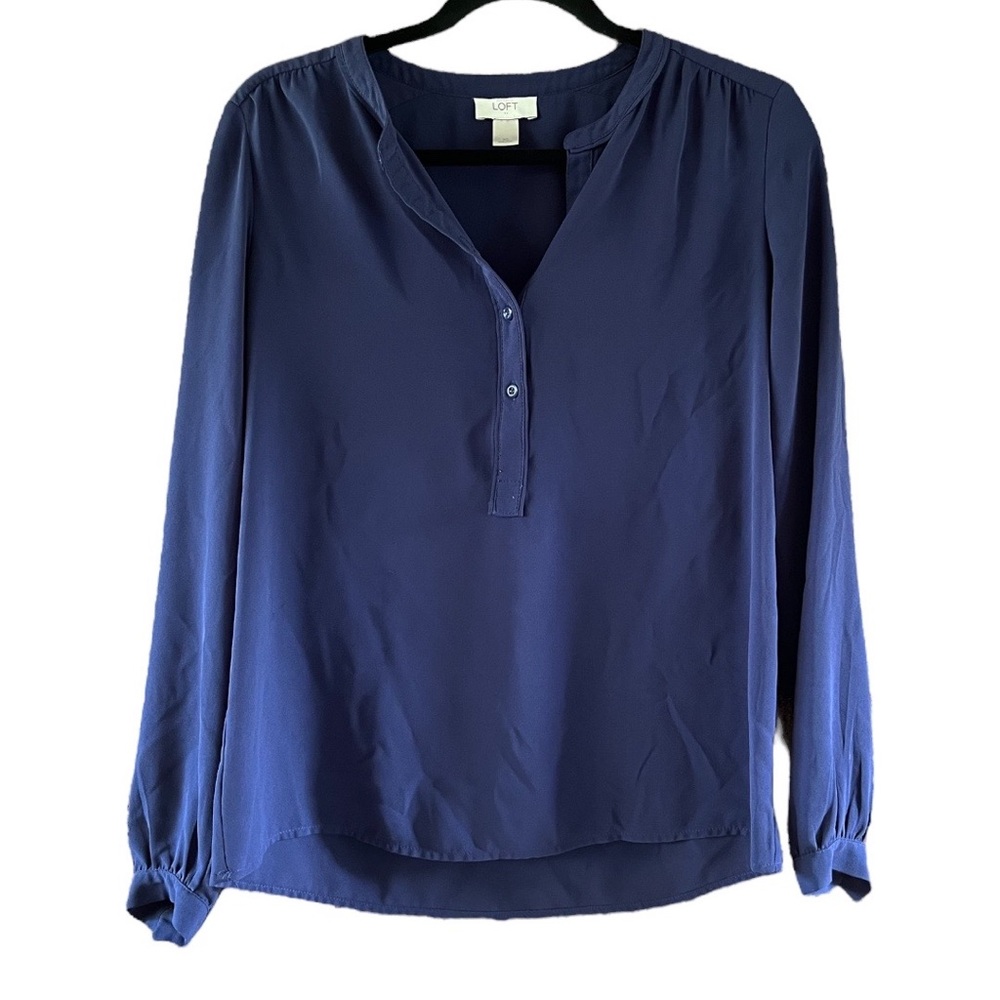 Loft Navy Blue Long Sleeve Blouse XS